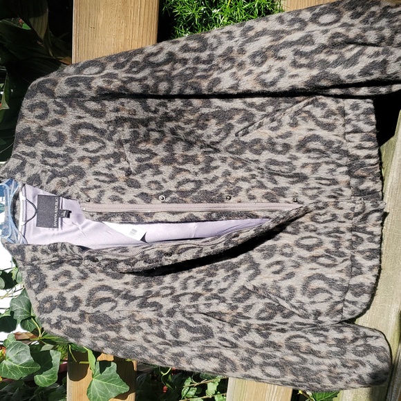 Banana Republic Wool Animal Print Bomber Jacket L - Picture 8 of 9
